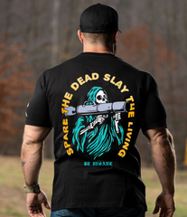 SLAY THE LIVING TEE (BLK-REG)